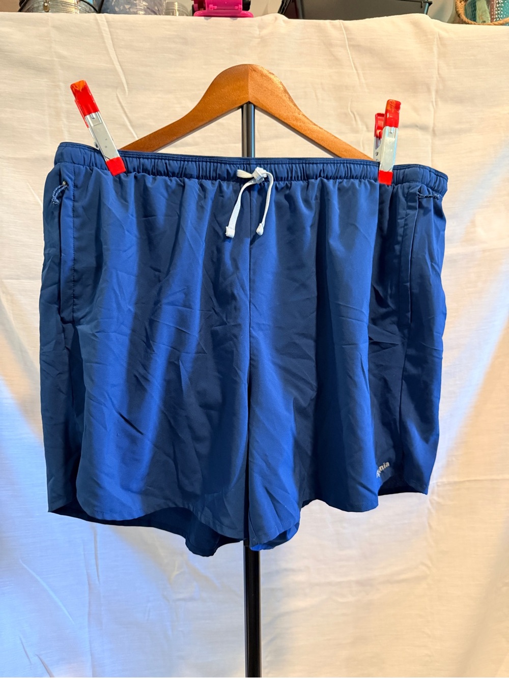 Patagonia Blue Women's Athletic Shorts with White Drawstring